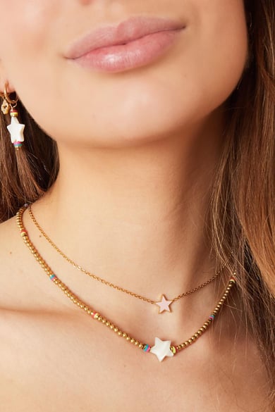 Collier Beads &amp; Stars - collection #summergirls Couleur or Coquilles h5 Image3
